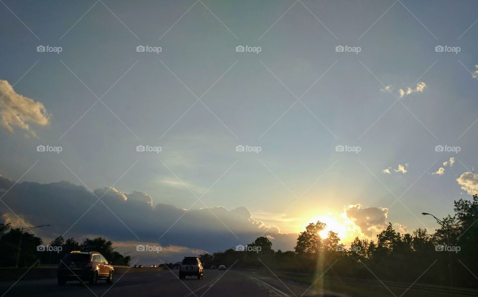sky cars sunset
