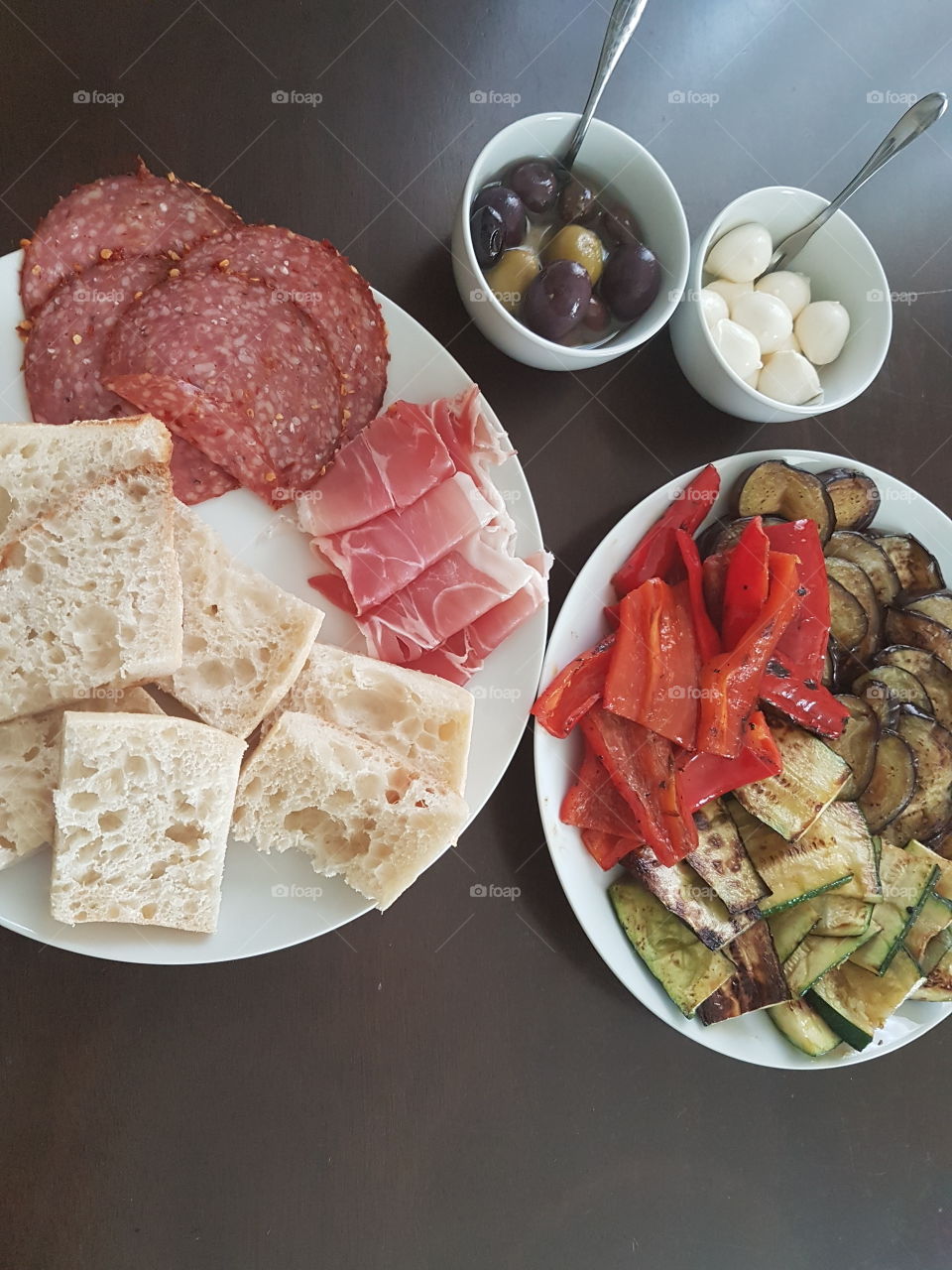 Variety of greek food on table