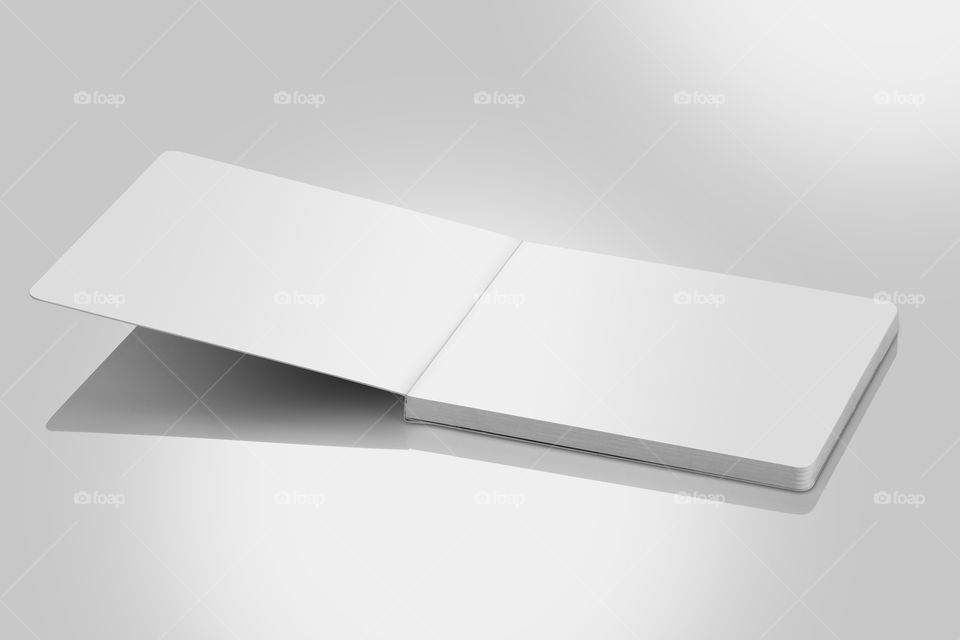 White blank book brochure with reflection