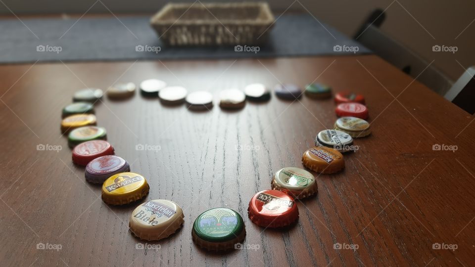 heart shape from beer caps