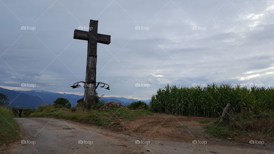 Cross, Landscape, No Person, Religion, Sky