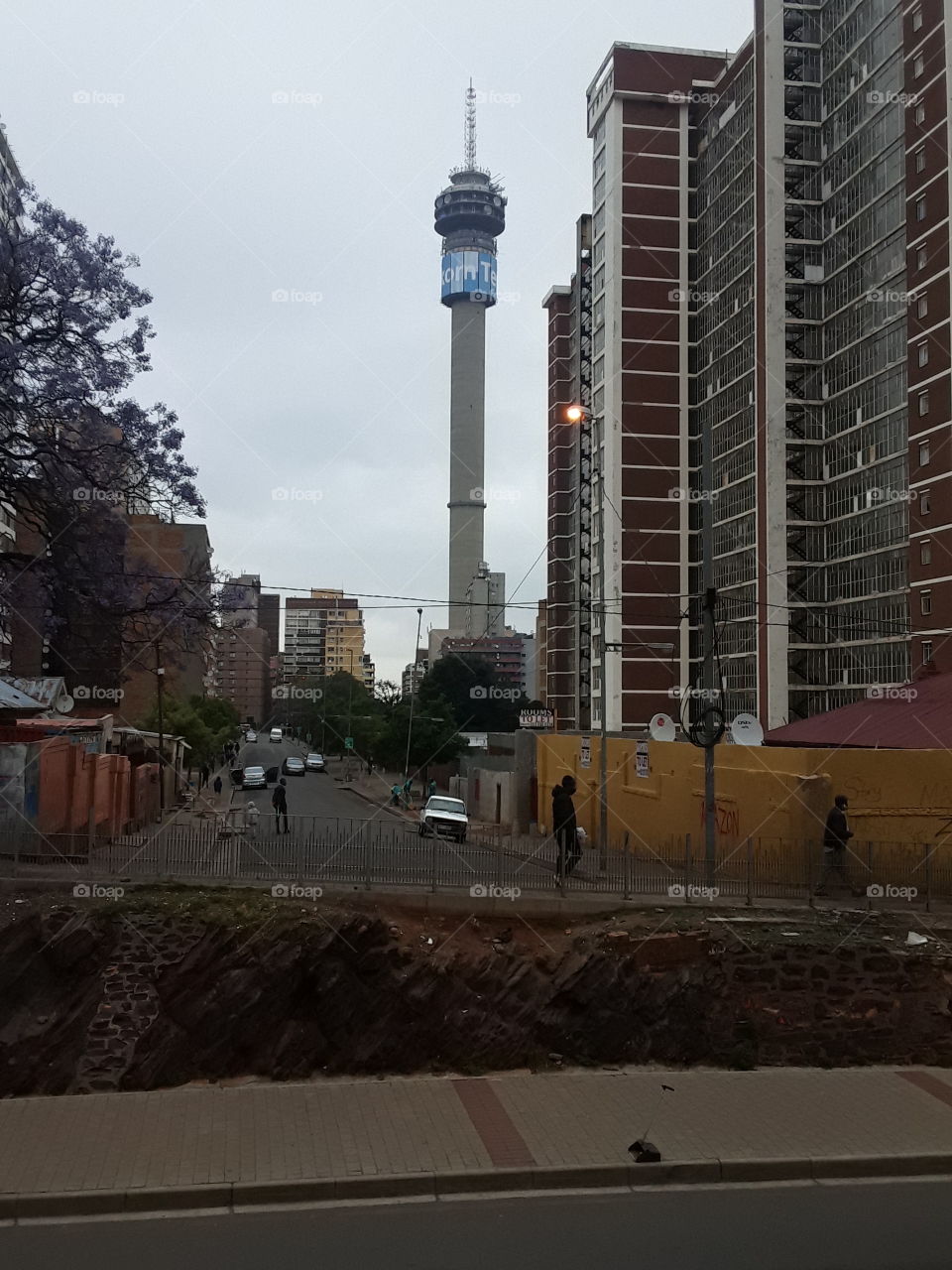 A street leads to the Brixton tower in Hillbrow.