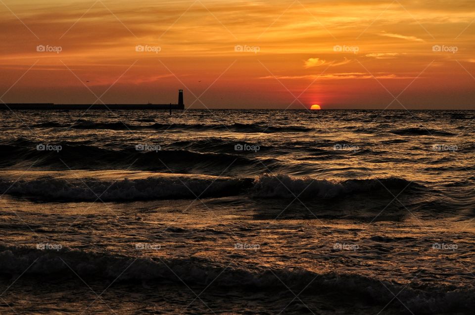 sunrise at the baltic sea coast in poland