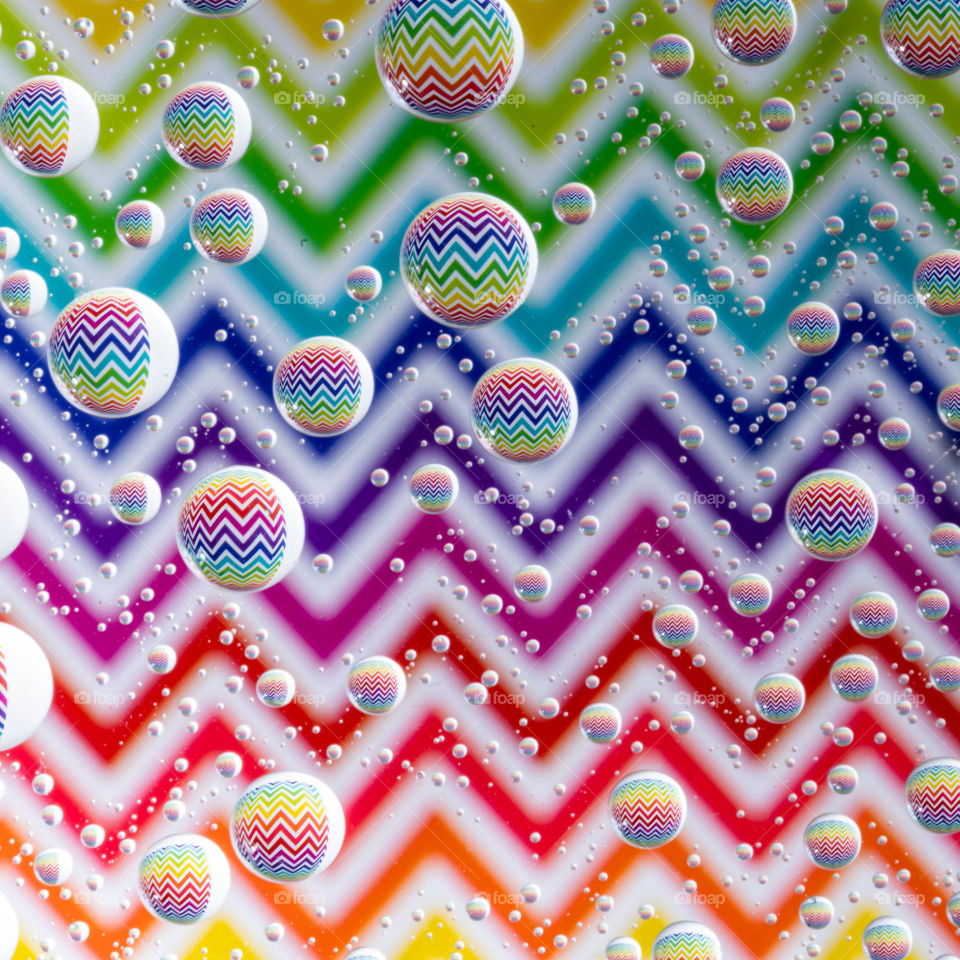 Colourful water drops