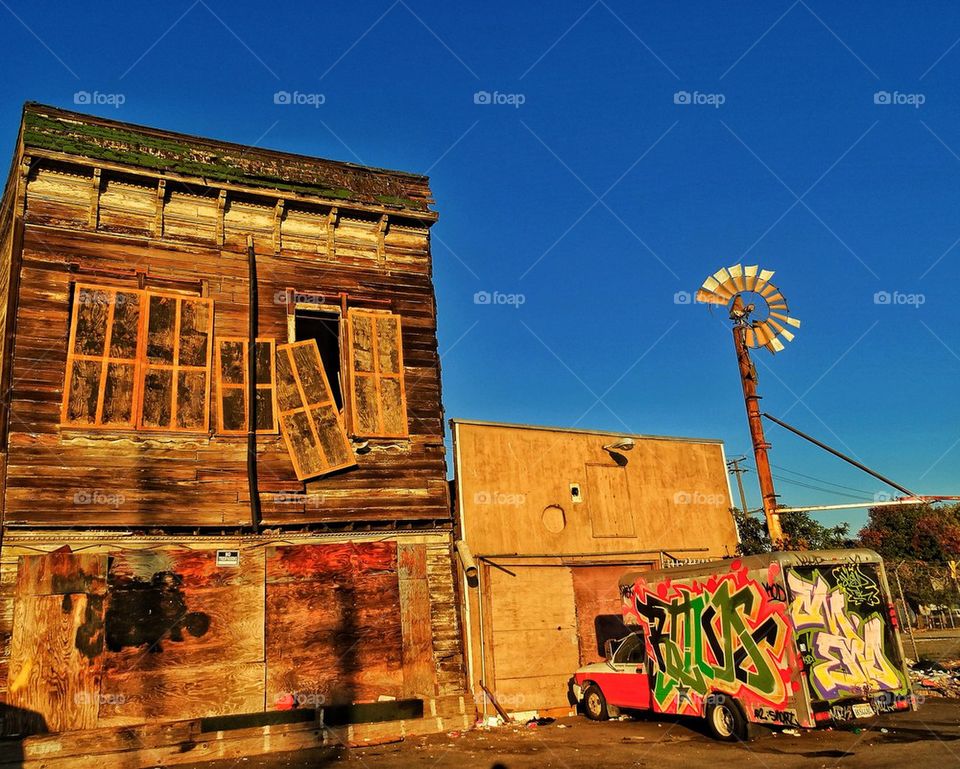 Dilapidated building in inner city ghetto