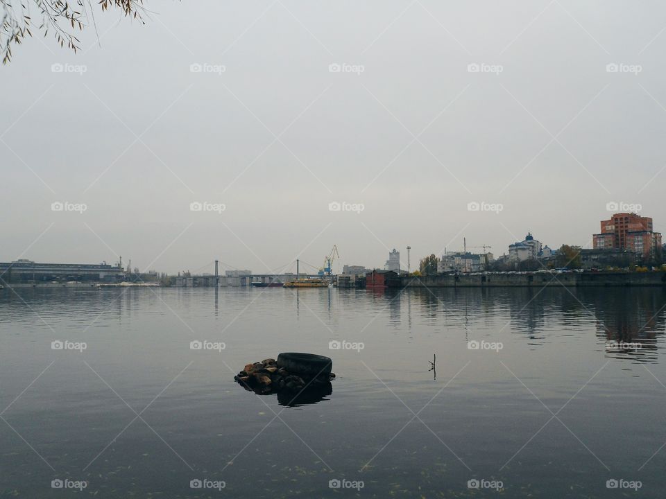 Dnipro River, views of Podil, Kyiv city, Fall 2016