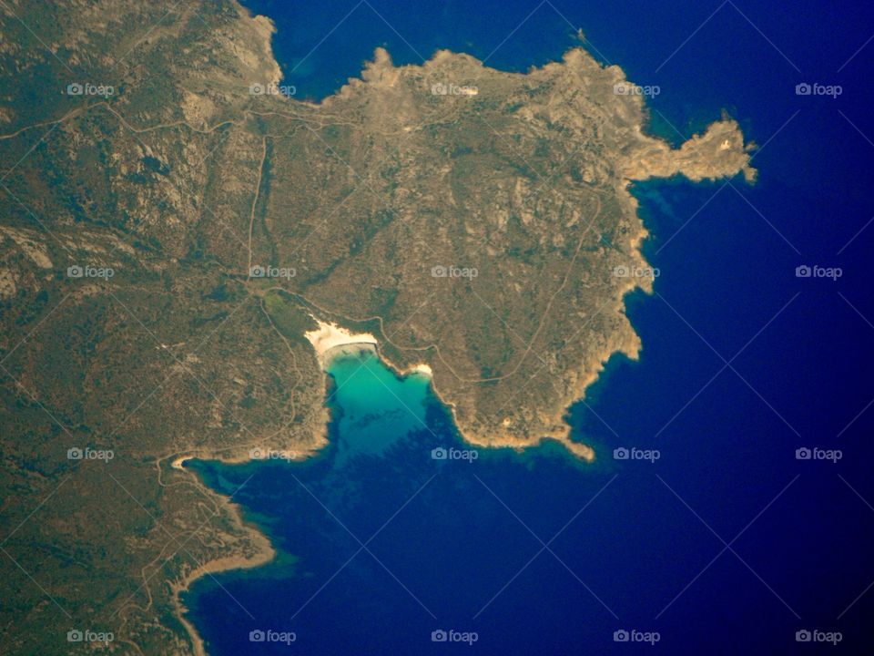 view by air of Asinara island...from Sardinia-Italy