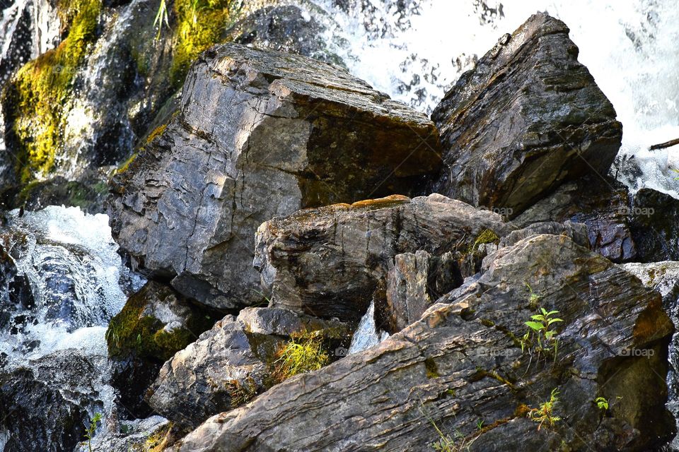 Rocks on waterfall