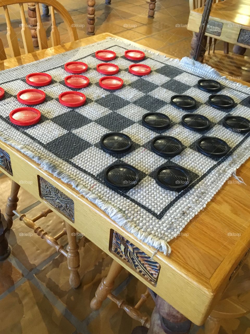 Maybe you’d be up for a game of checkers with these big pieces. Can’t cheat very easily.
