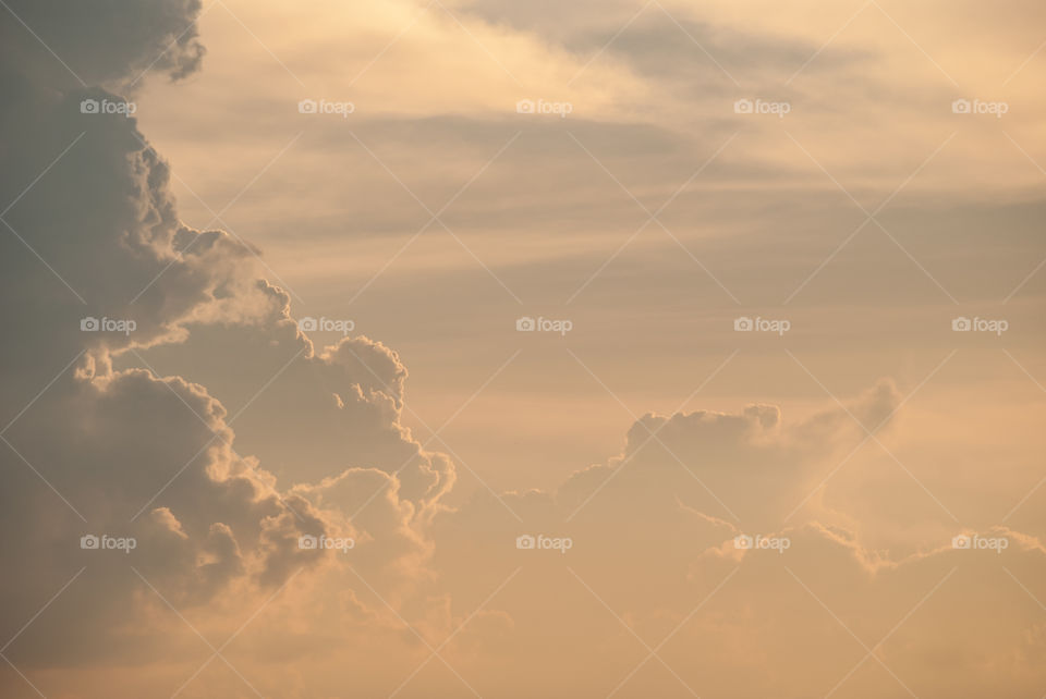 Natural background of  colorful dramatic blue sky during  sunset time with flying birds