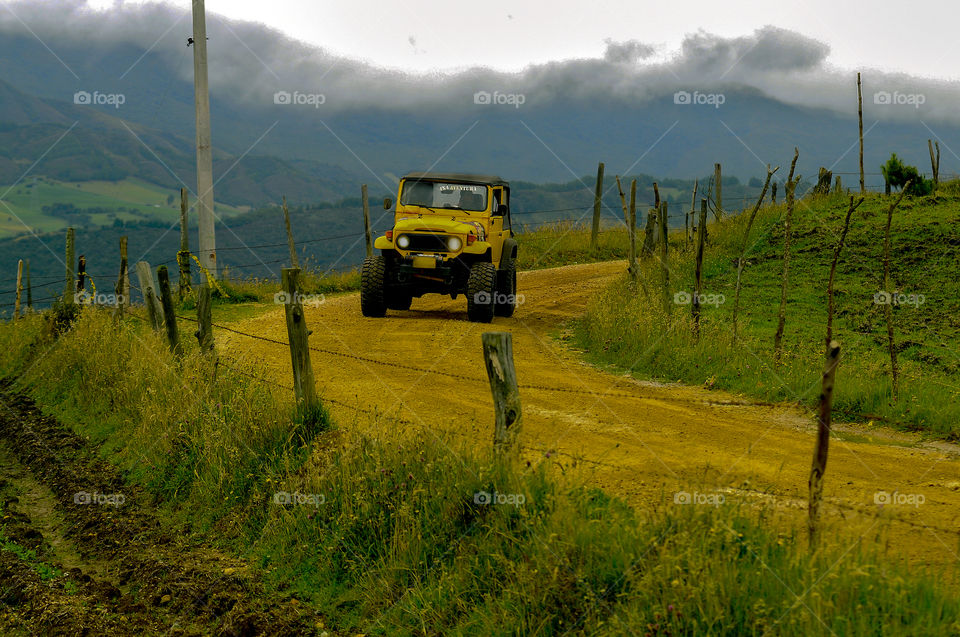 Cherokee jeep rally in sand field