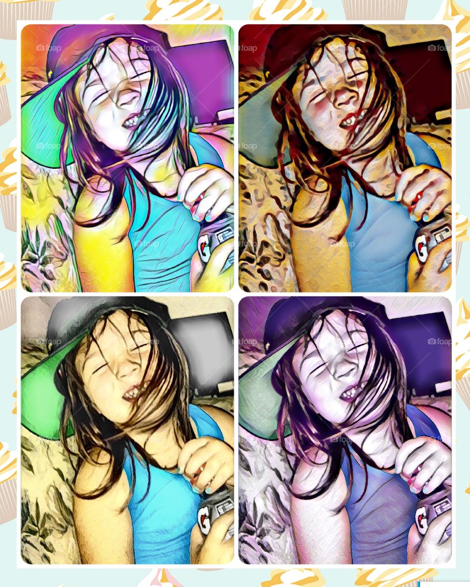 Collage of photos cute little girl