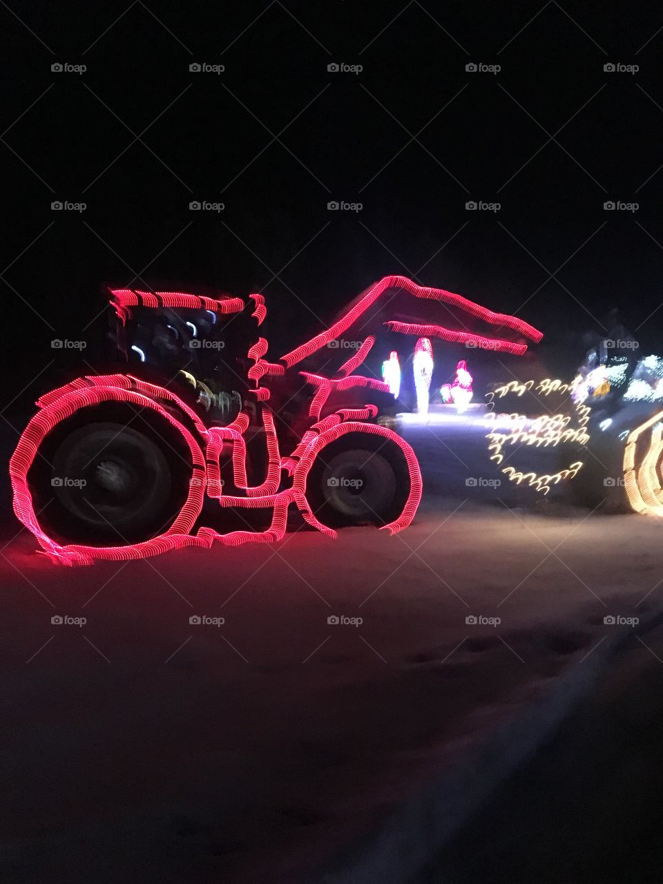 Tractor at light show 