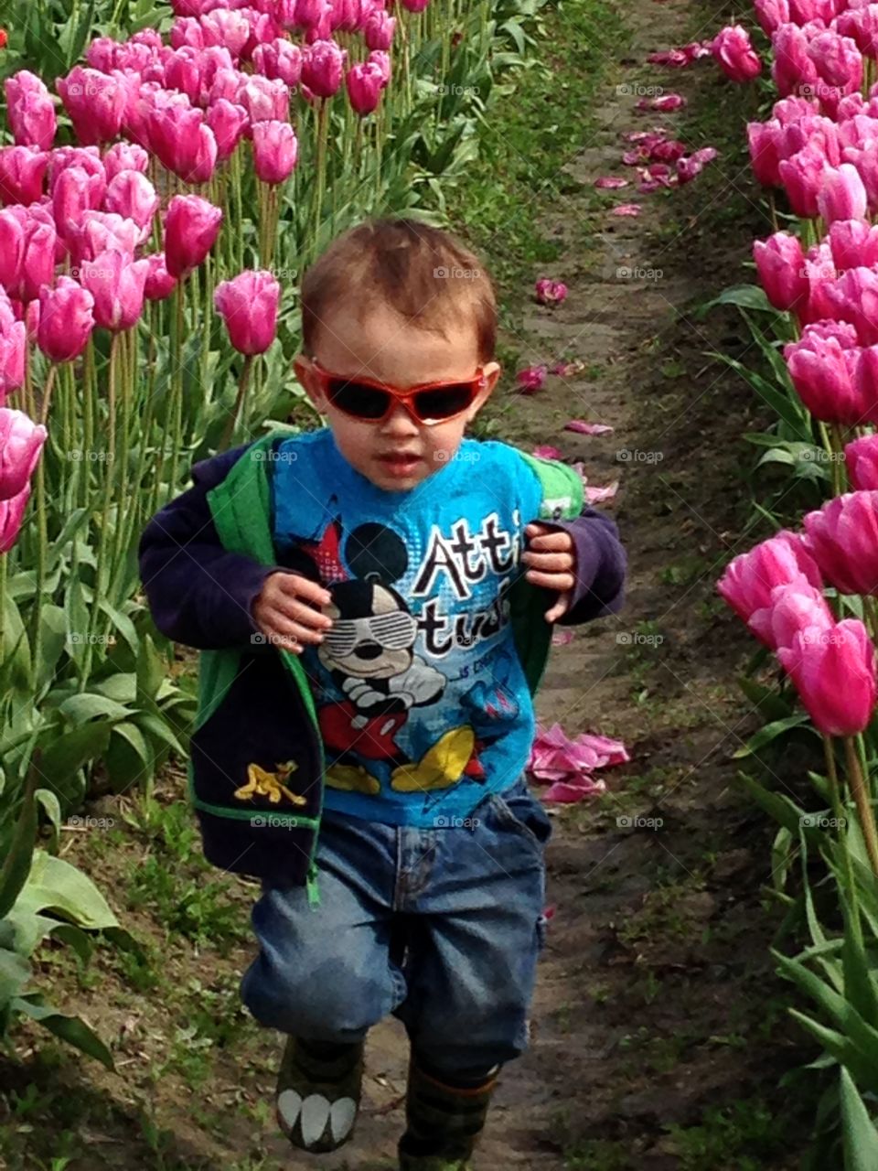 Boy with tulips