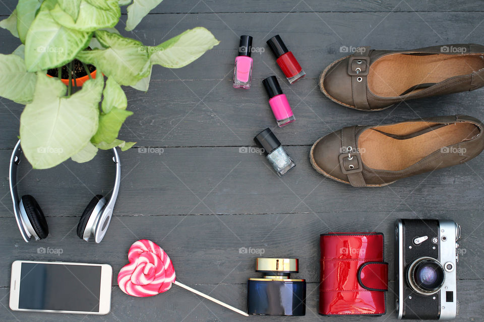Fashion details, jeans, camera, flower, indoor flower, shoes, women's shoes, high heels shoes, phone, gadget, fashion, style, clothes, shoes, image, stylish image, notebook, pen, cosmetics, makeup, powder, Cream, nail polish, nail polish, bag, ladies bag, suitcase, retro, life style, still life, headphones, perfume, candy, candy on stick, candy in the form of heart, heart, teenager