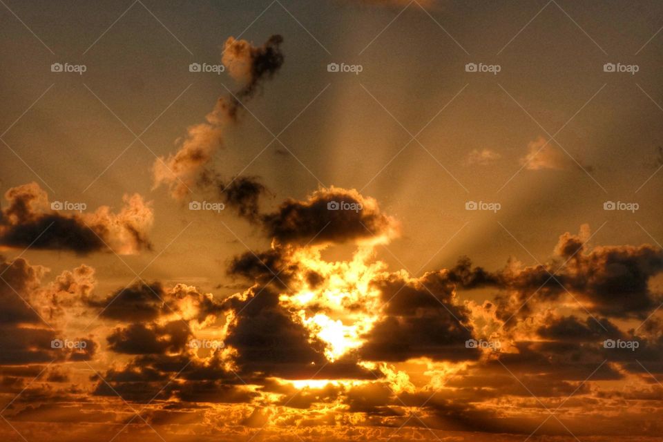 A beautiful sunrise with striking cloud formations