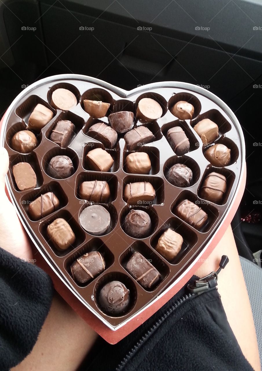Chocolate candy in heart shape.