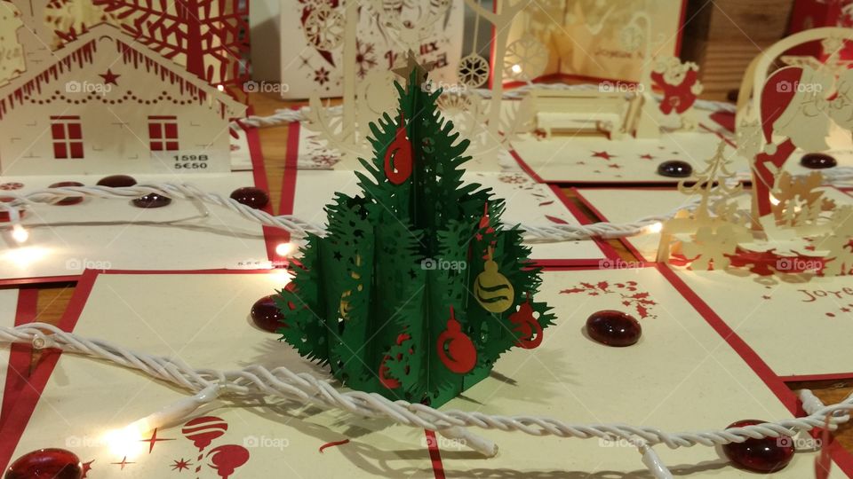 Card for Christmas, beautiful Christmas tree