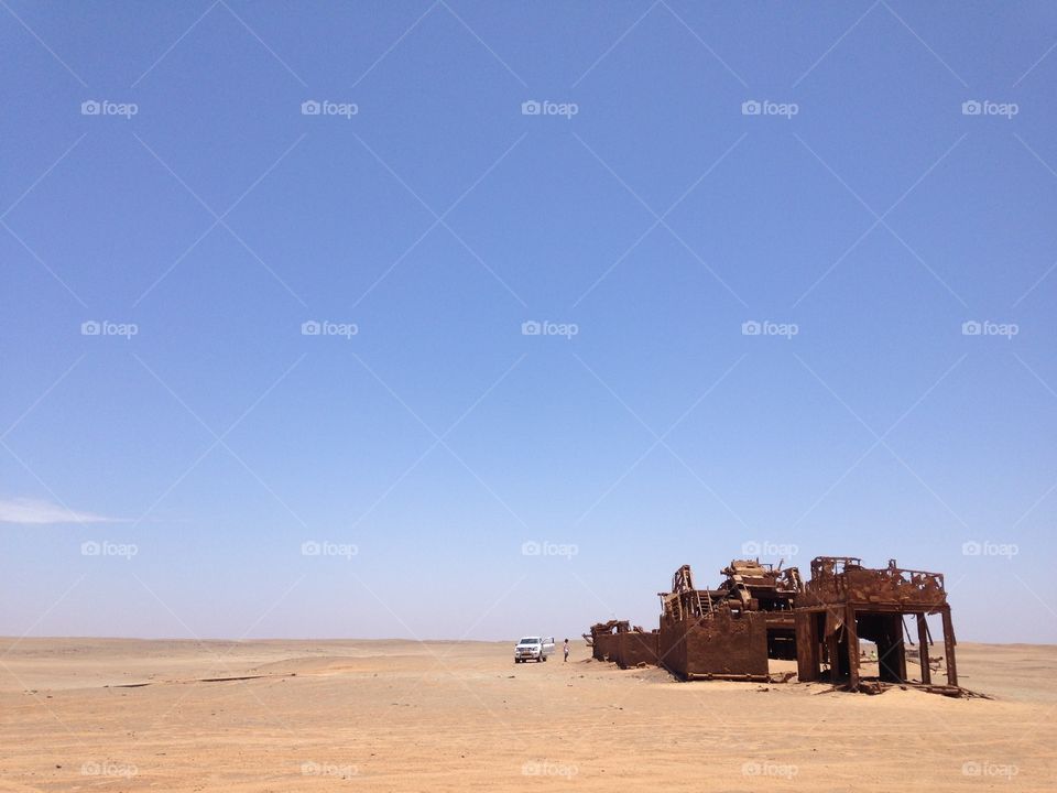 Oil rig ruin, Namib desert