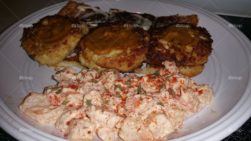 Maryland Style Crab Cake Sliders & Shrimp Salad