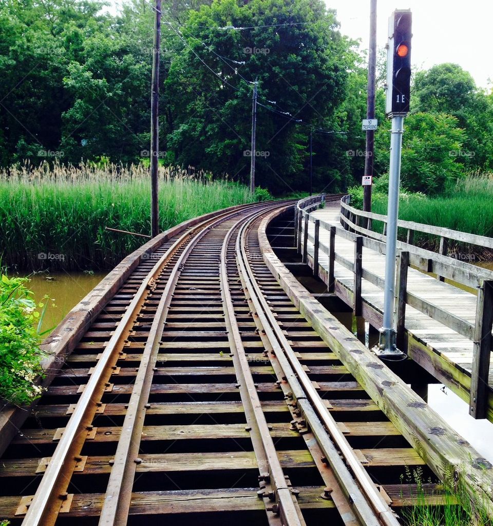 Empty railroad over the river