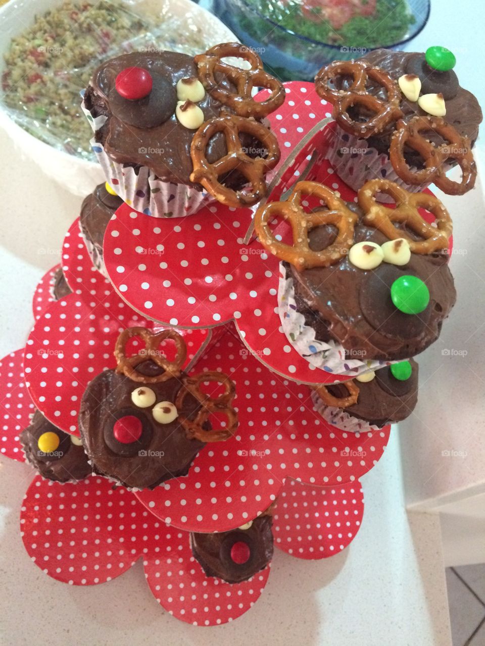 Yummy Christmas cupcakes, homemade to share with the family