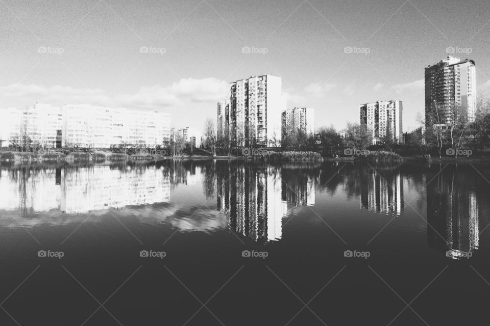 Residential houses near Lake Beloe in Kiev