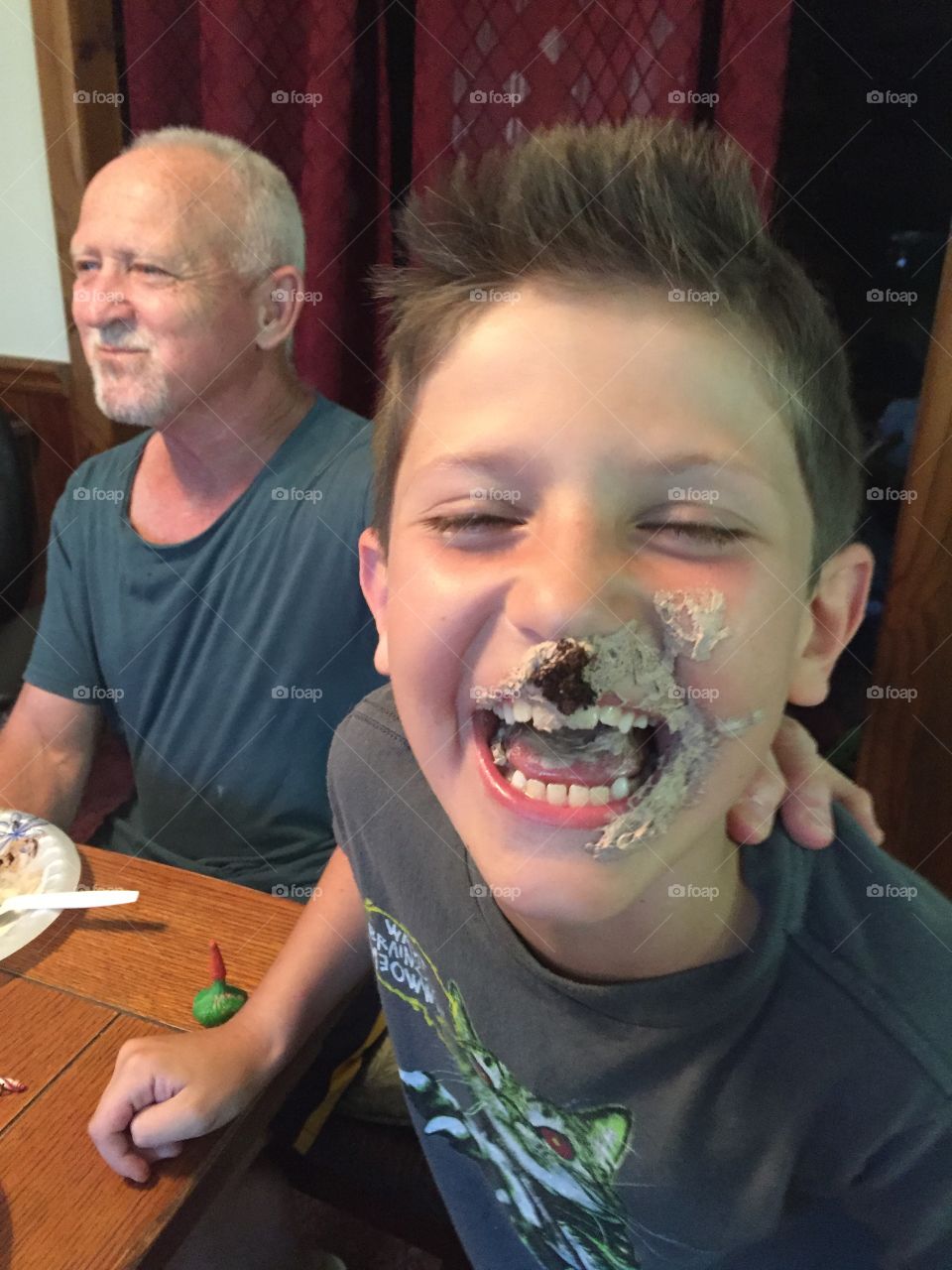 Father celebrating her son's birthday