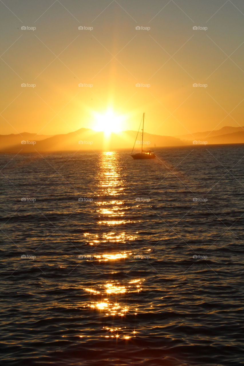 Sunset, Sun, Dawn, Water, Evening