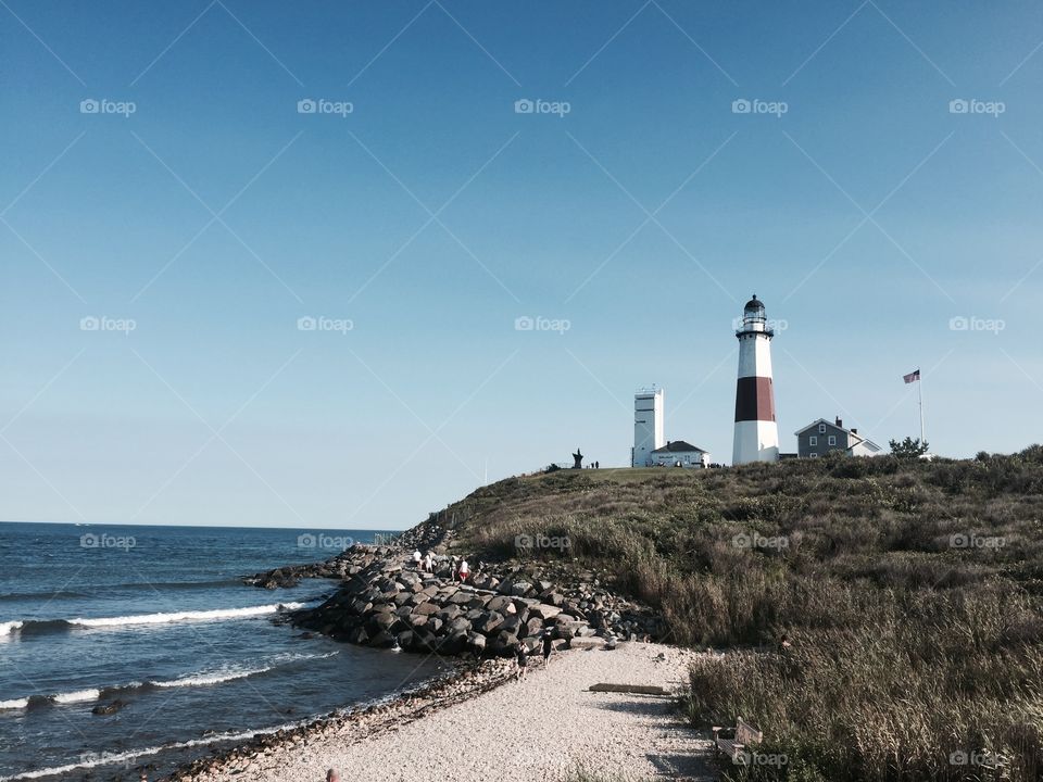 Historic Montauk lighthouse at the eastern most edge of New York State 