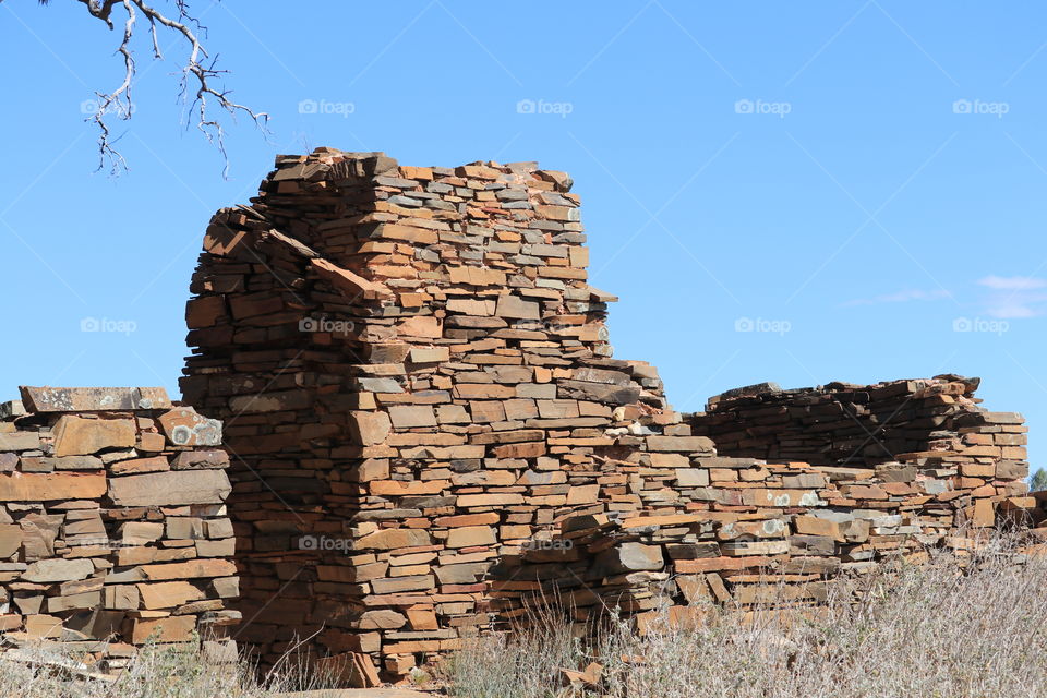 Historic stone house ruins of old homesteaders’ settlement in South Australia 