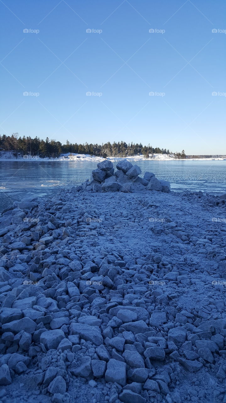 rocks in winter
