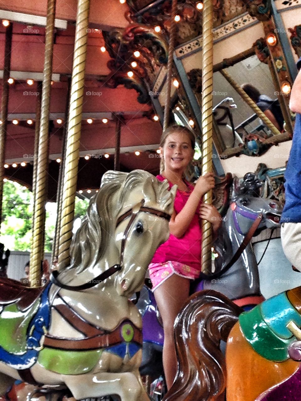 Circle of horses. Carousel ride at six flags