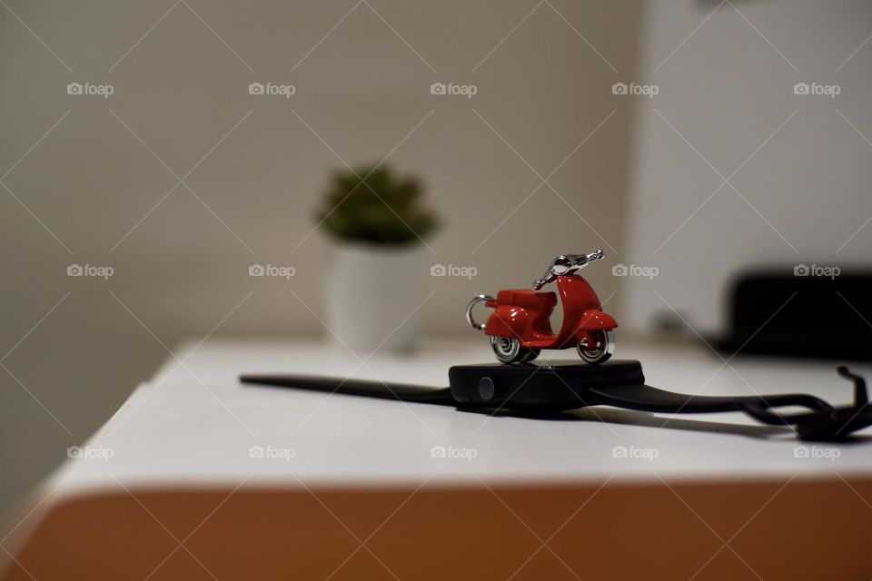 Miniature at tidy work desk