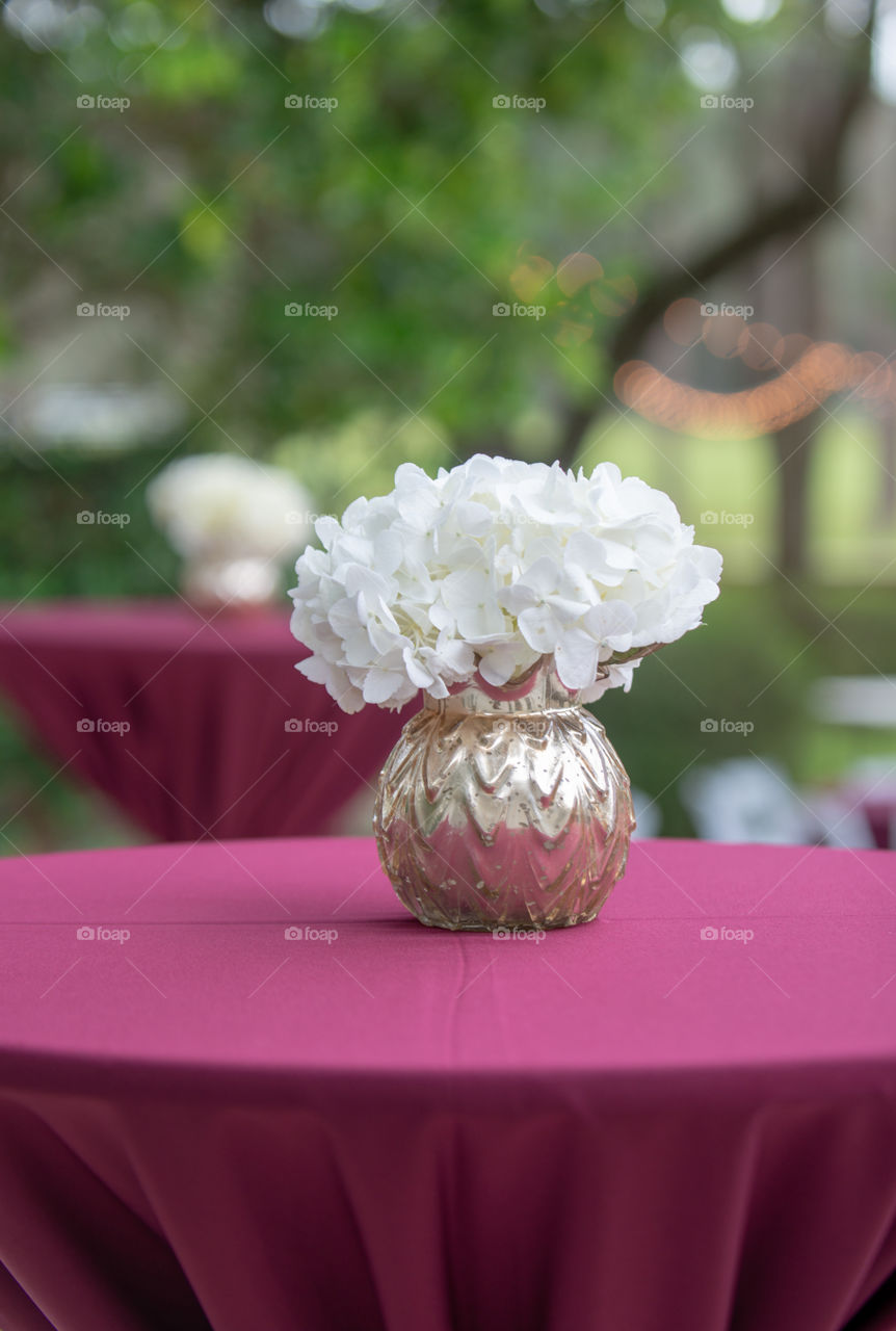 White hydrangea centerpiece