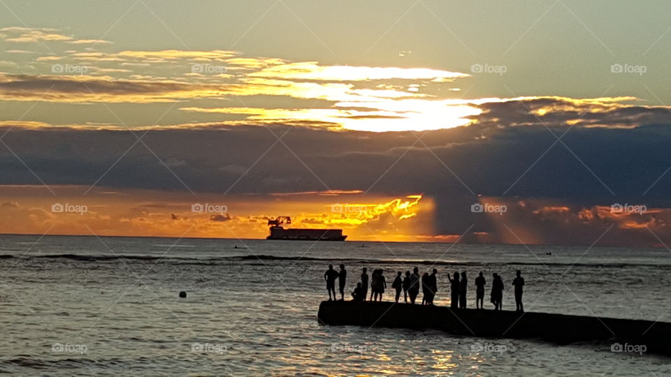 View from beach bar in Waikiki