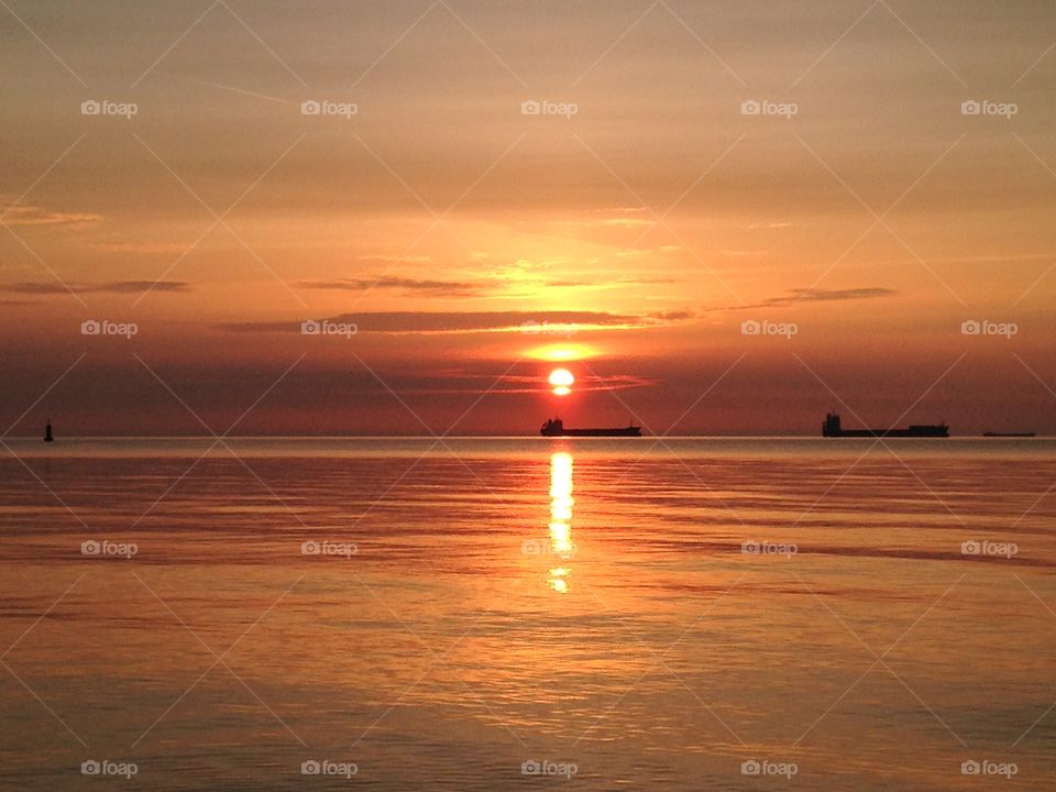 Beautiful sunrise over the sea. Poland 
