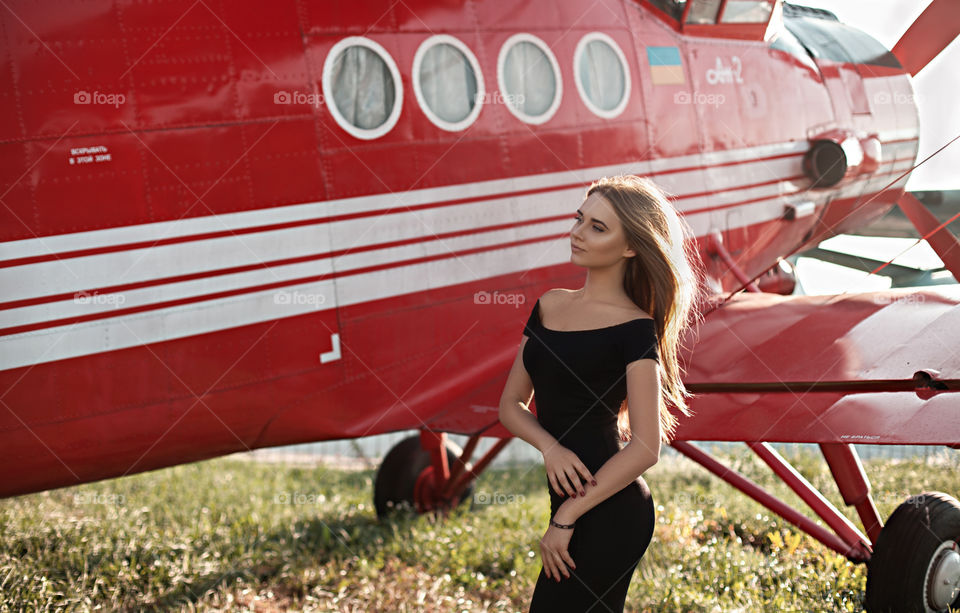 Girl and airplane
