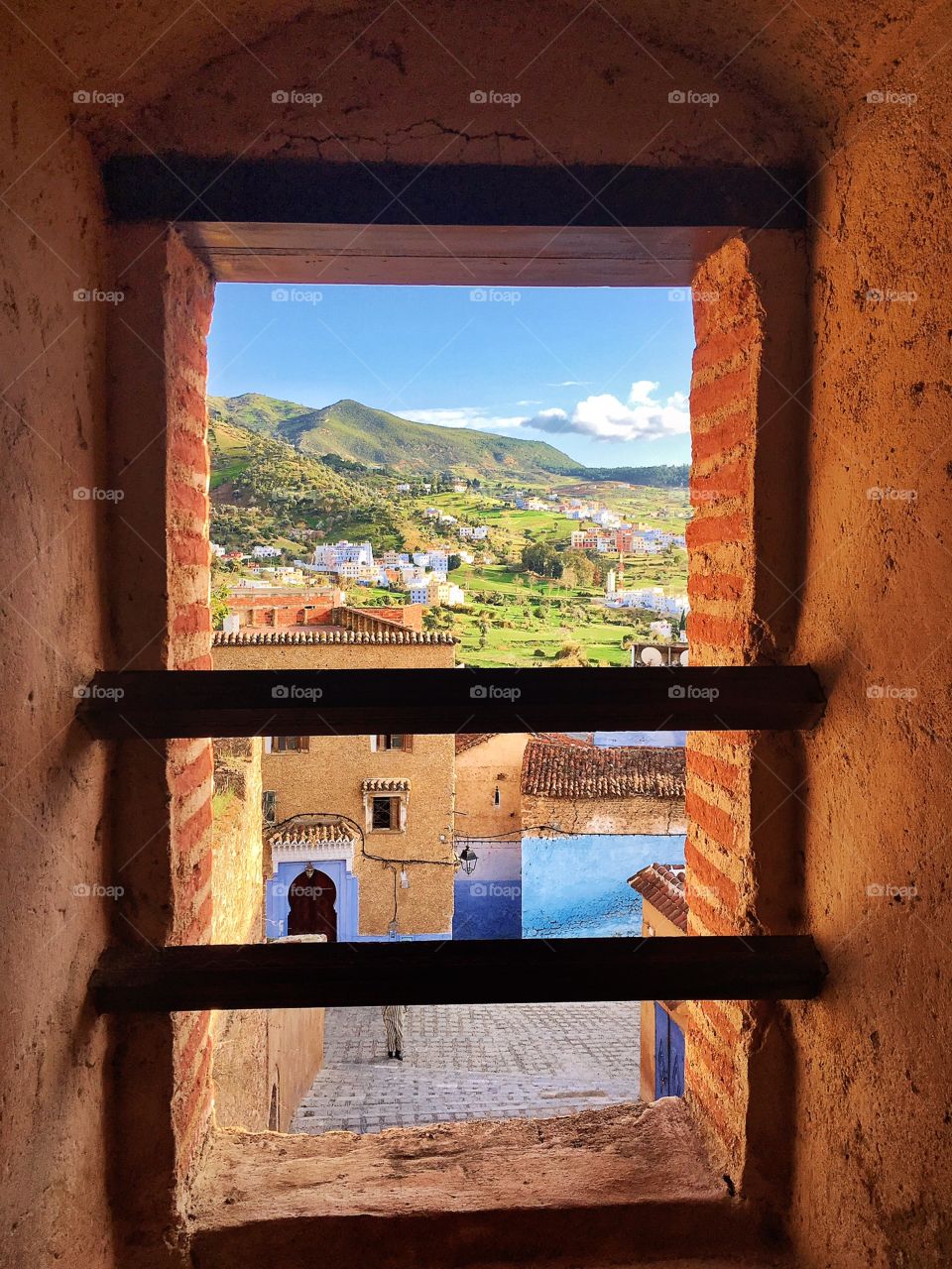 picture perfect window looking out onto Chefchaouen 