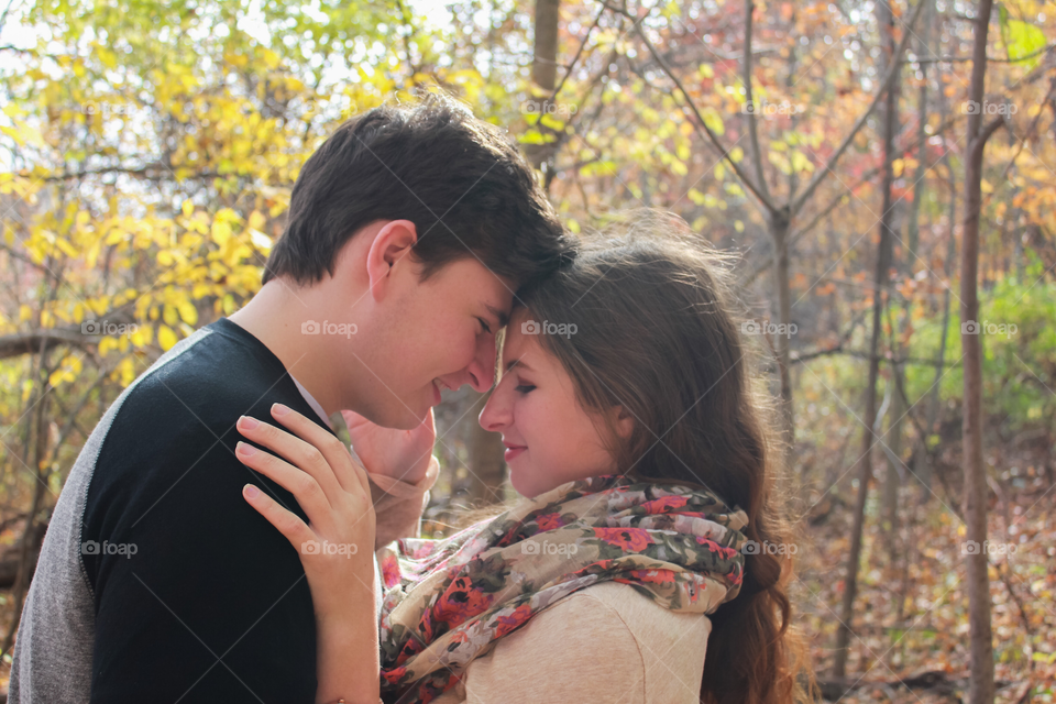 Close-up of a lovely couple in forest