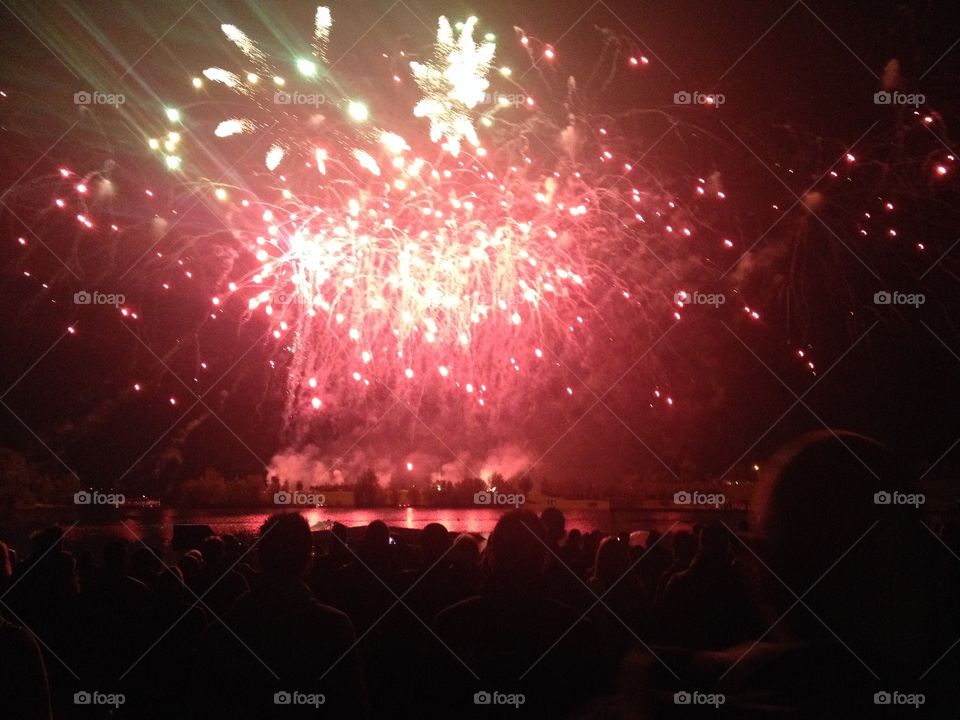 Crowd watching fireworkshow