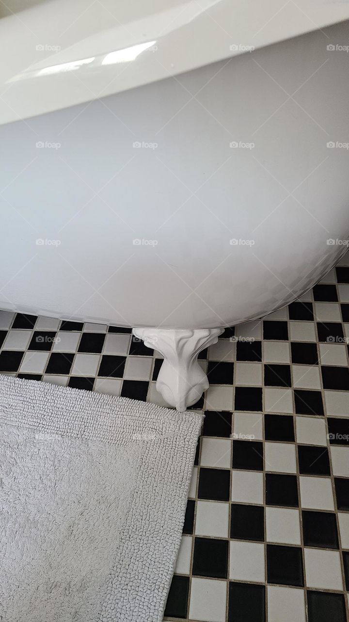 black and white bath