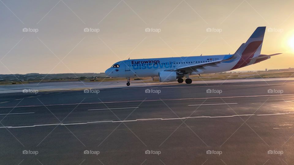 An amazing shot of a plane waiting for take-off