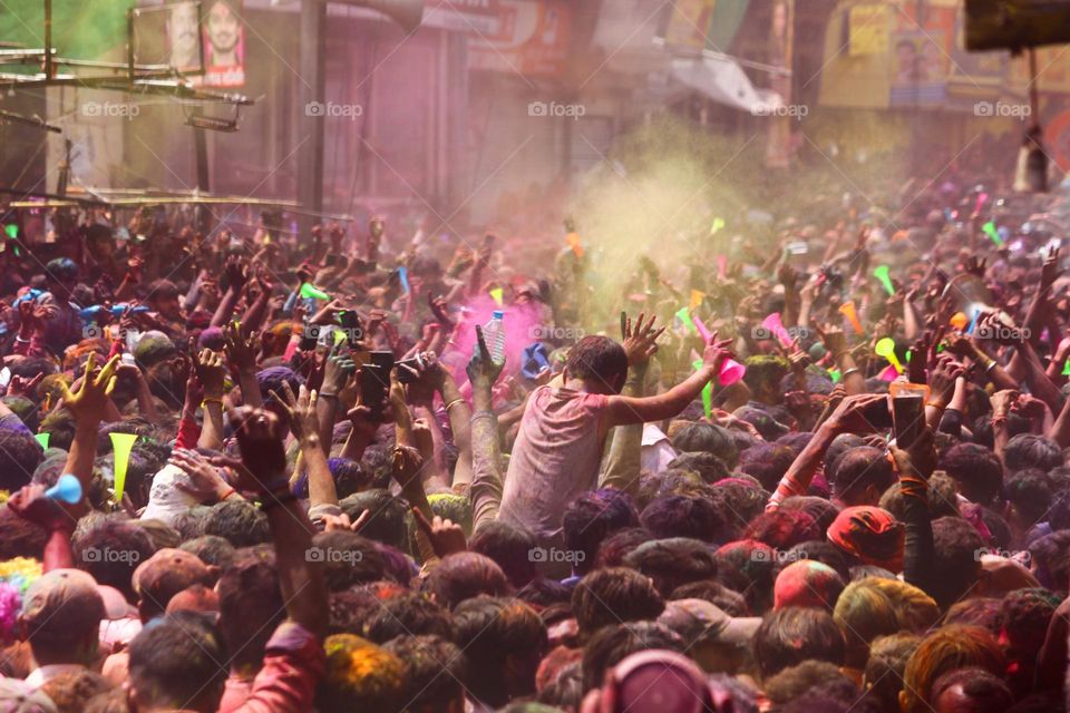 Hand-Hand Dance in colors
Holi The Color Festival of India and Huge amount of people crowd celebrate with together full of fun and joy, this time energy level is reached on high of the limits.