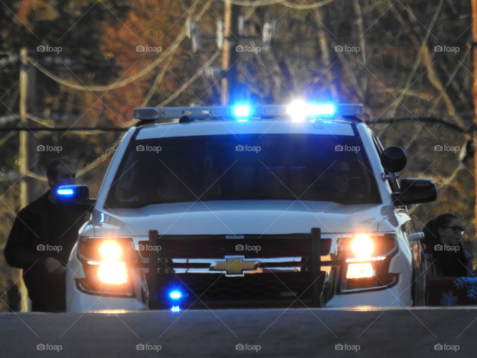 police chevy Tahoe flashing lights