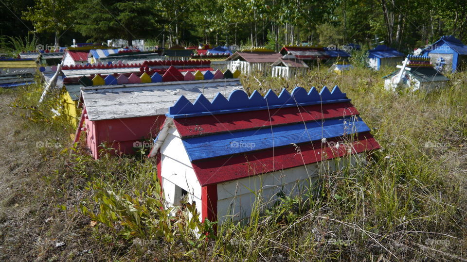 Eklunta Village Spirit Houses. Eklunta, Alaska August 2015