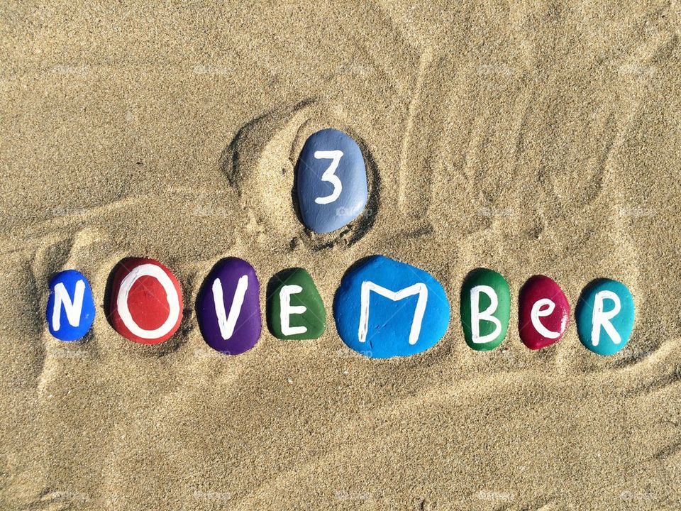 Third November on colored stone letters