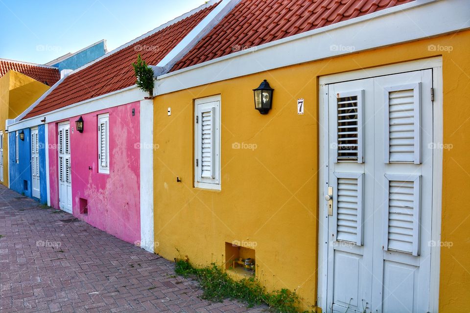 Colorful houses in the Caribbean