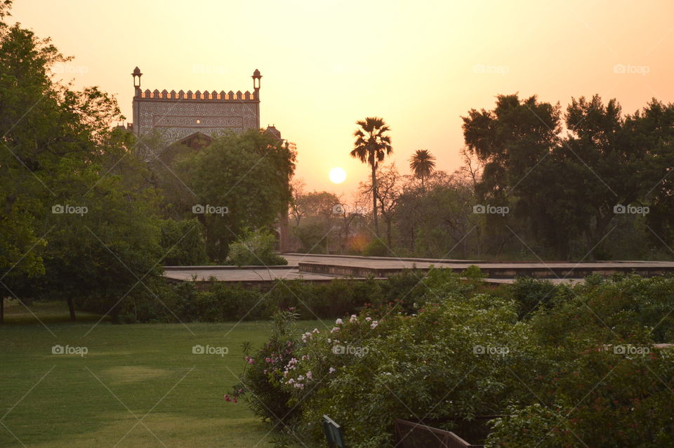 Sunset in Agra, Red Fort, India