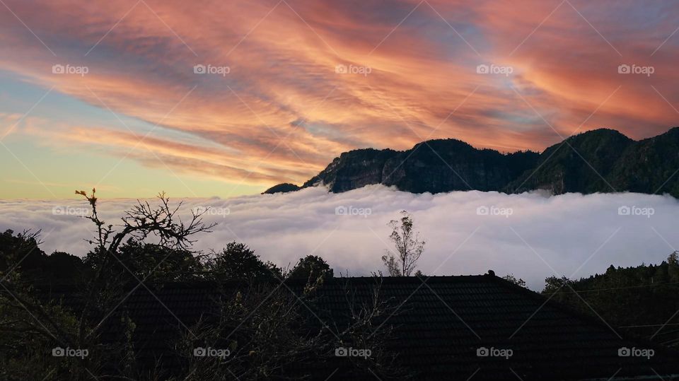 Beautiful mountain and sun set scenery